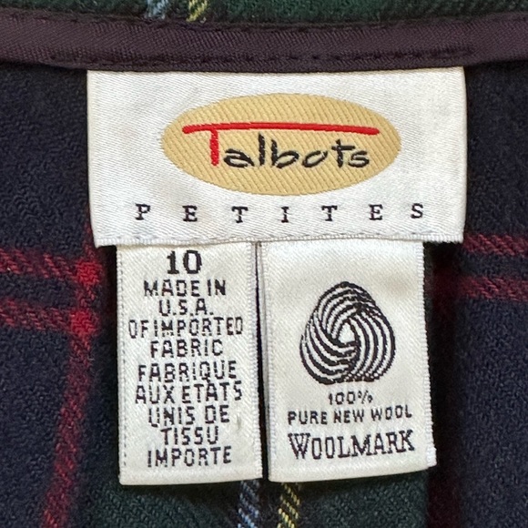 Talbots Green Multi Color Wrap Plaid Skirt Button Closure & Fringe Side Sz 10P. - Picture 7 of 11